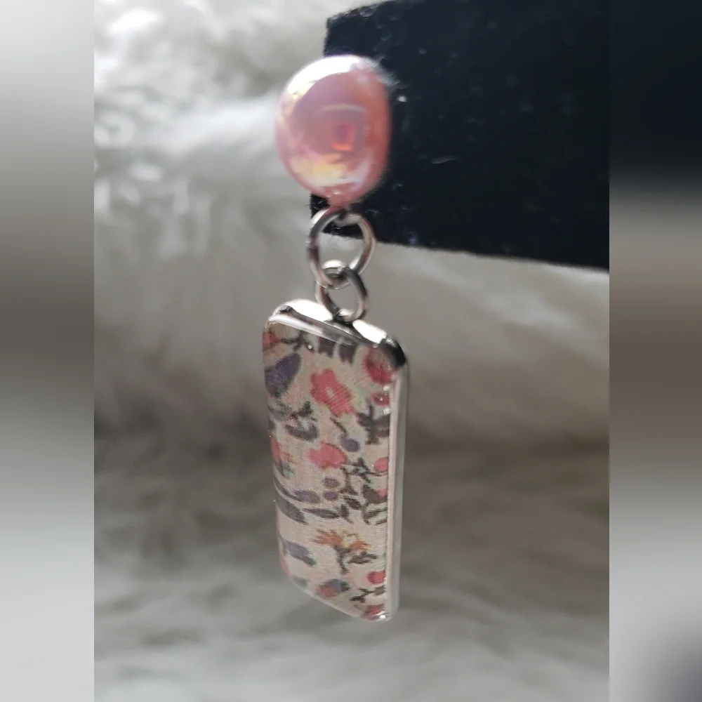 Handmade Pink Pearl Glass Spring Earrings - Picture 6 of 9